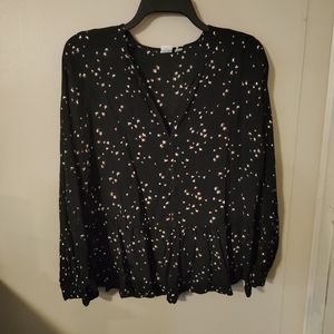 GAP Starry Split-Neck Peplum Blouse